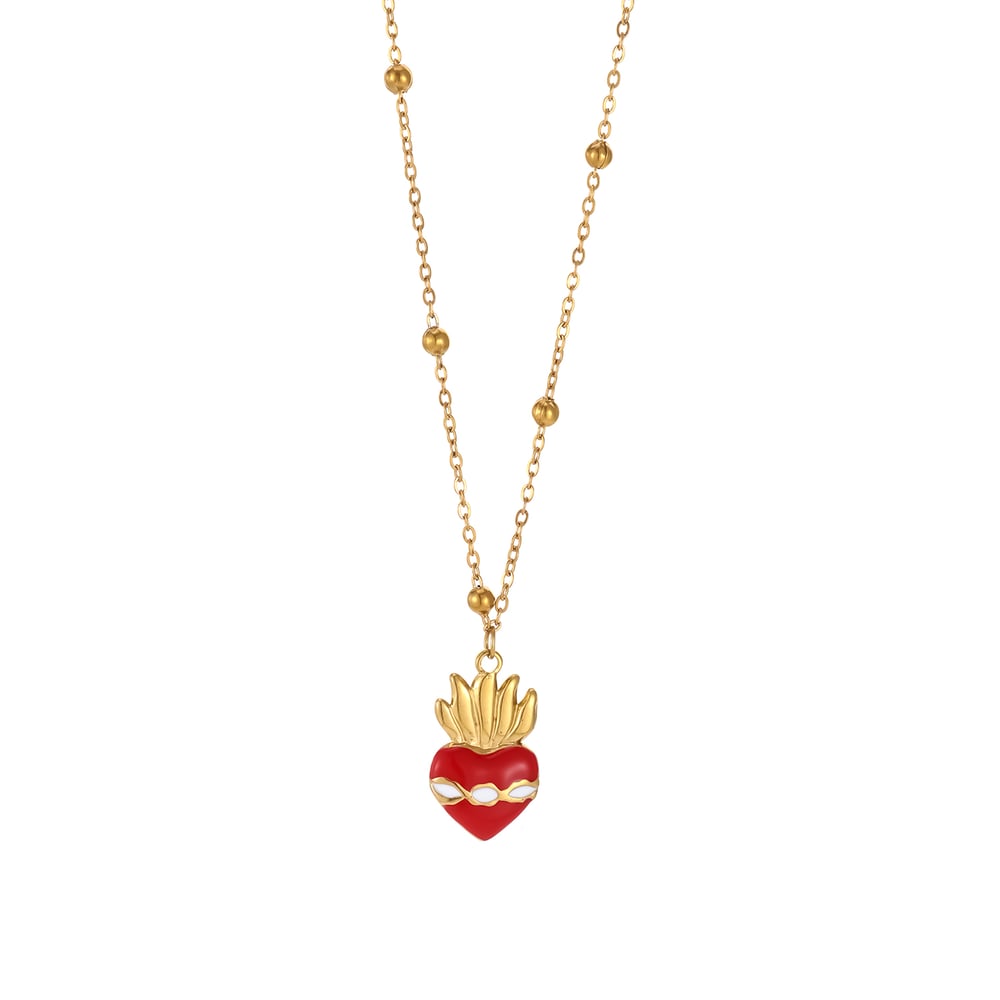 1 pieza de magnífico collar colgante de acero inoxidable con forma de fresa para mujer Imagen6