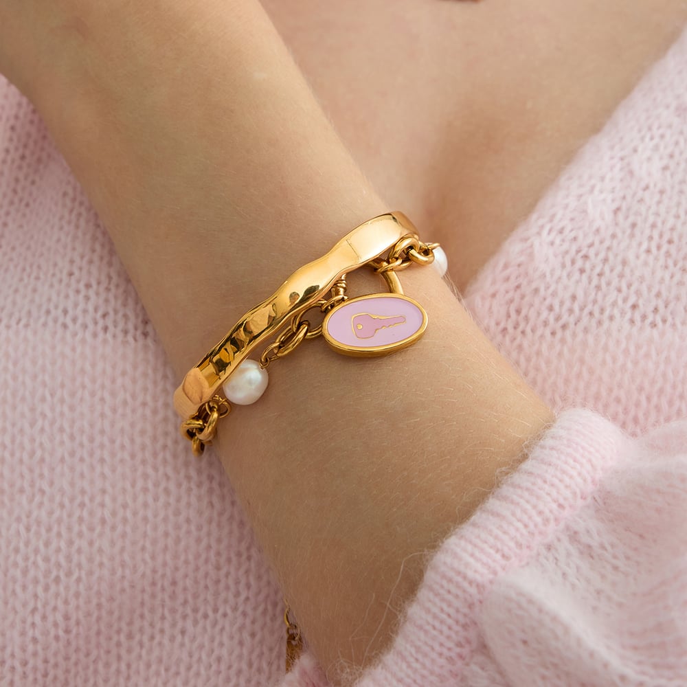 1 Piece Cute Key Stainless Steel Gold Color Women's Charm Bracelets Picture5