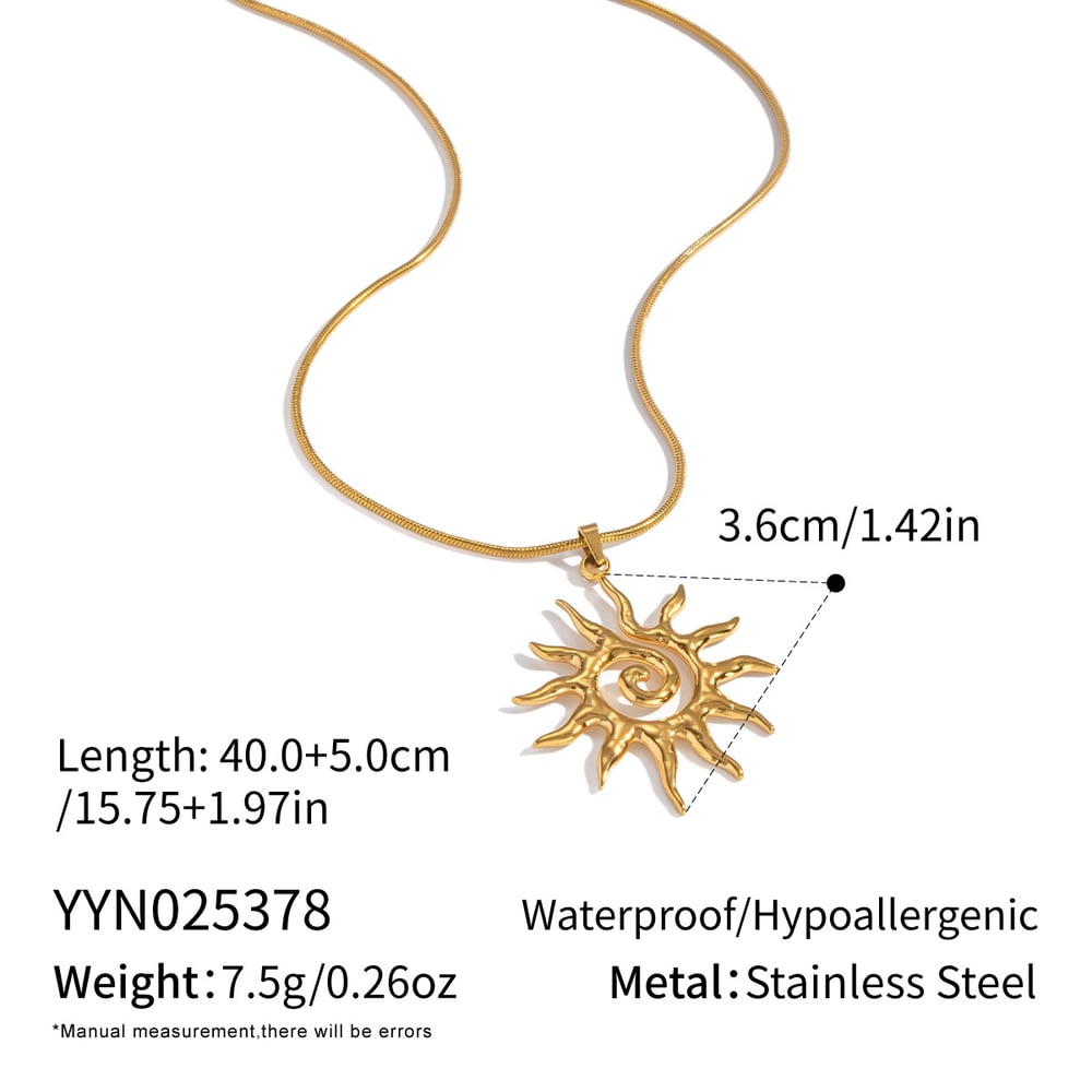 Ensemble de colliers en acier inoxydable couleur or Sun