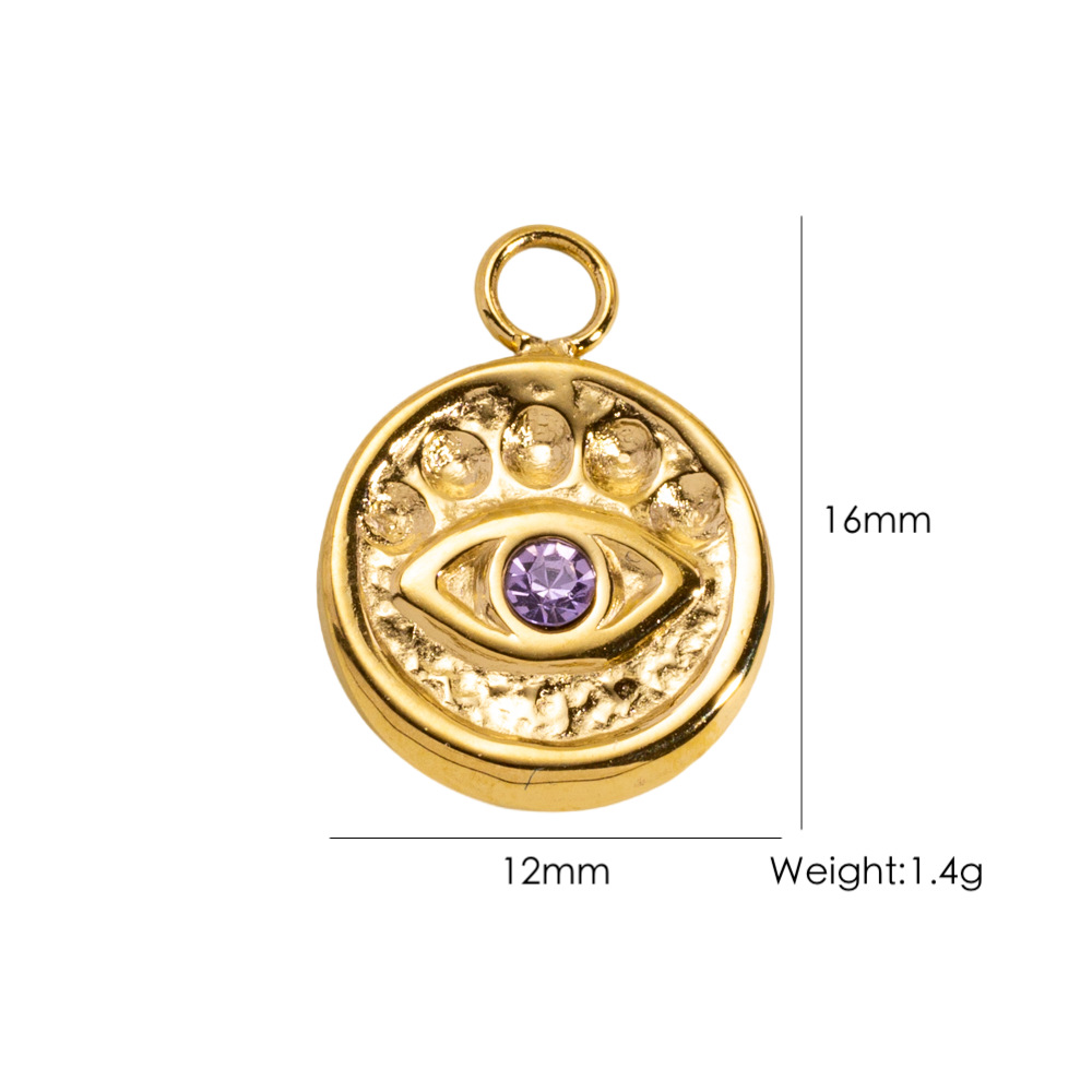 1 Piece Classic DIY Devil's Eye Circle Stainless Steel   Gold Color  Women's Pendants