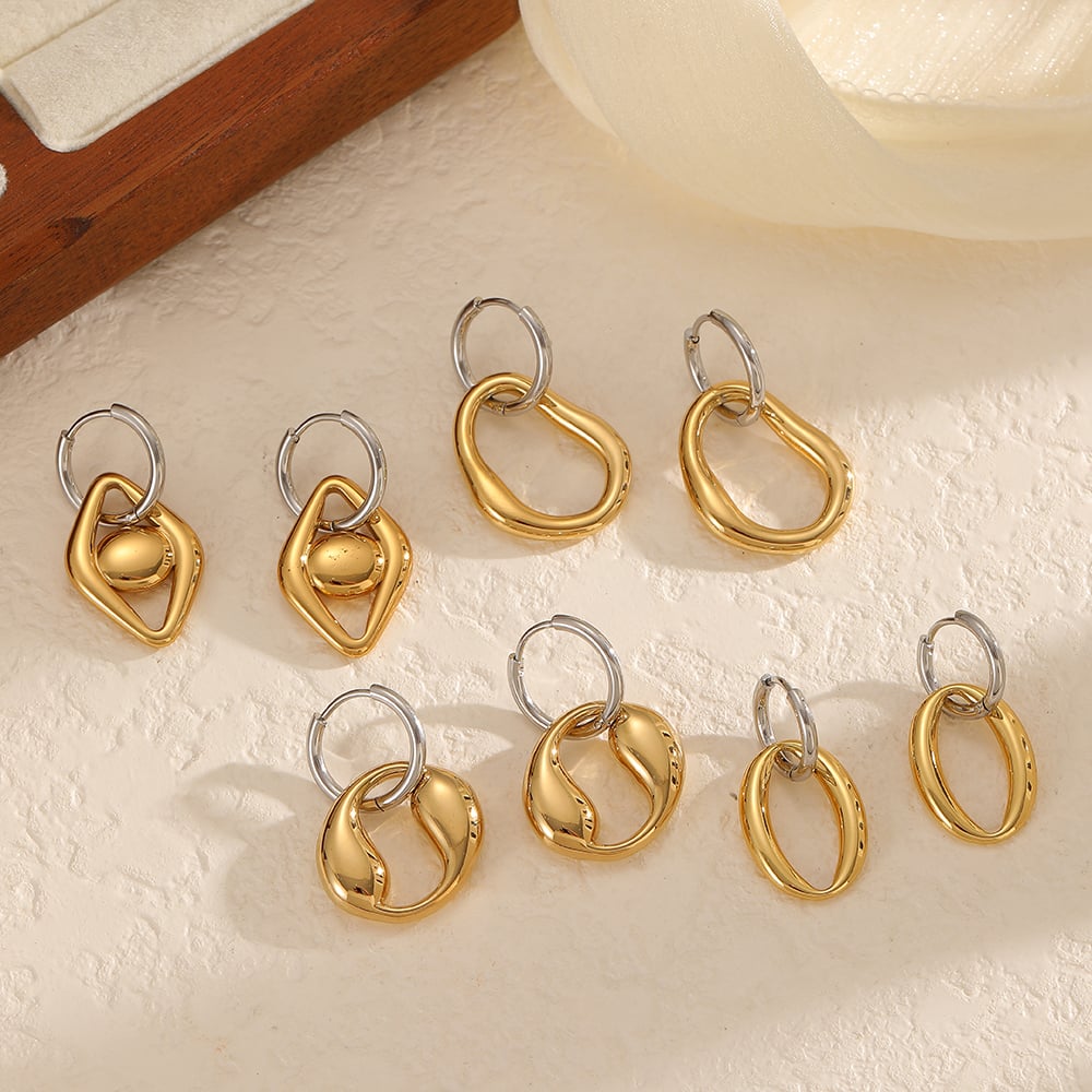 1 Pair Irregular Shape Stainless Steel Mixed Color Drop Earrings Picture2