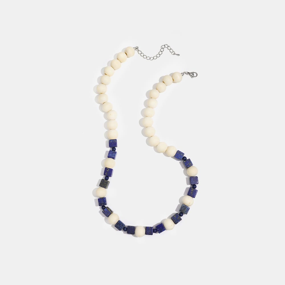 1 Piece Indie Style Stone & Wooden Beaded Necklace Picture4