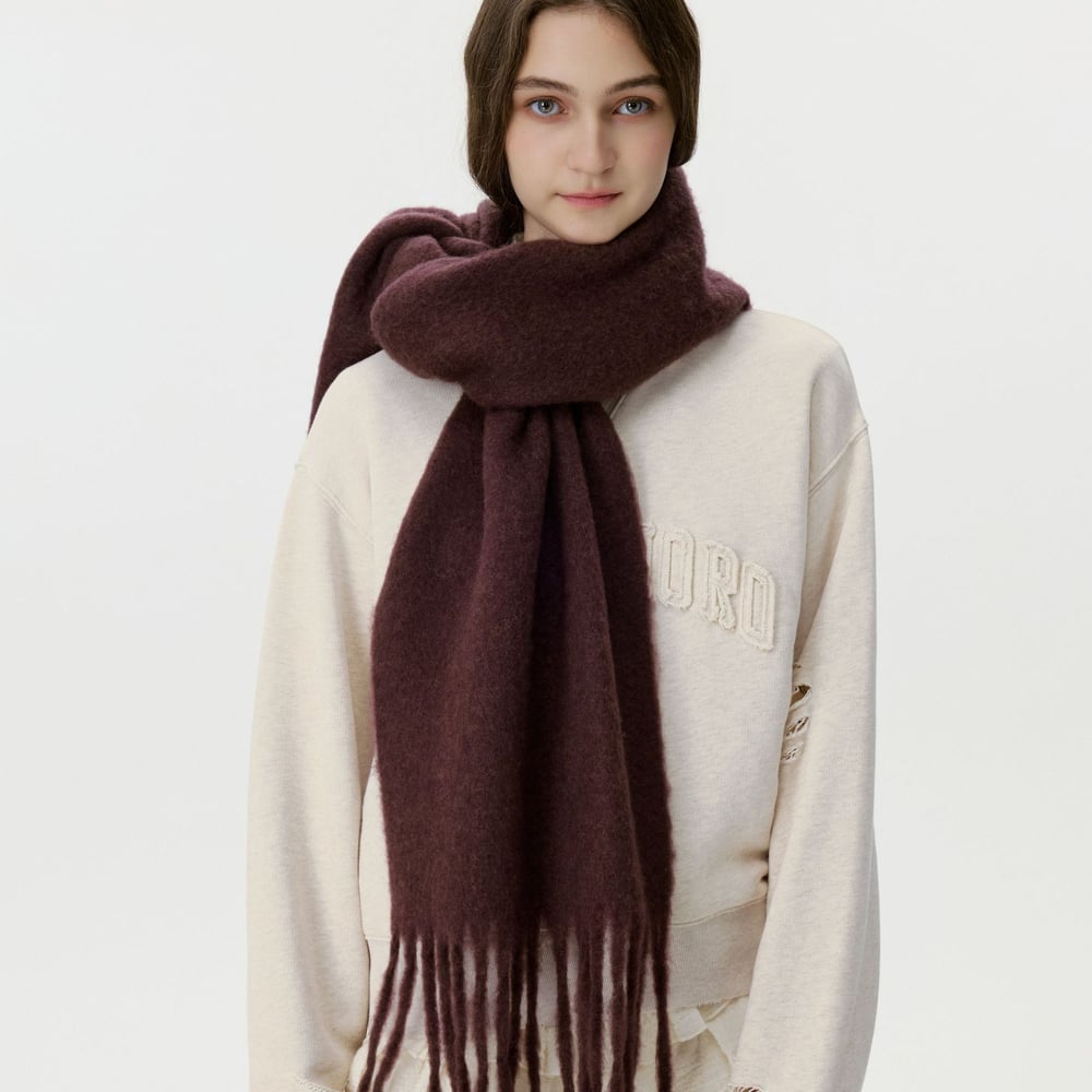 1 Stück einfarbiger Winterschal aus Viskose und Wolle mit Quaste h5Bild2