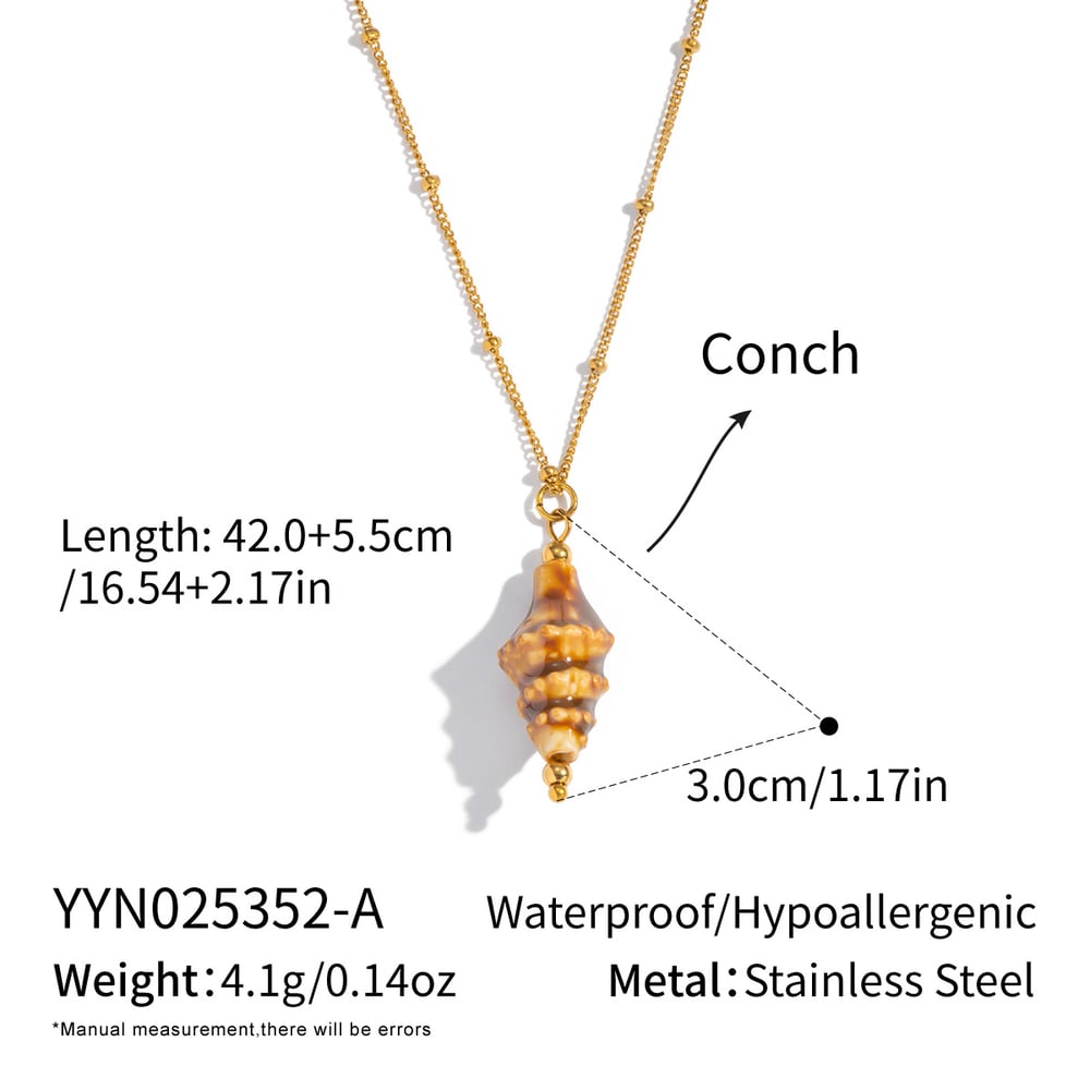 1 Piece Conch Stainless Steel Pendant Necklace 