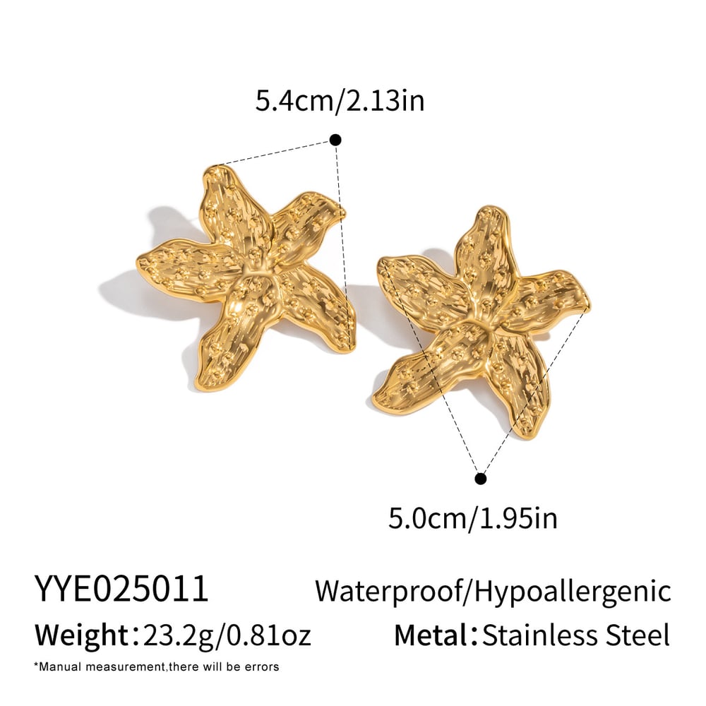 1 paire de boucles d'oreilles à tige en acier inoxydable couleur or en forme de fleur