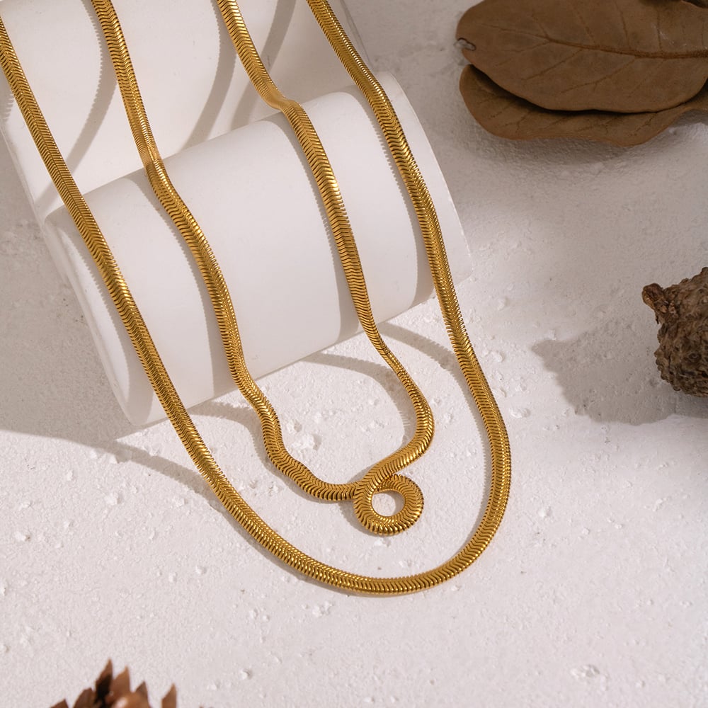 Collier à plusieurs rangs en acier inoxydable doré (1 pièce) Image3