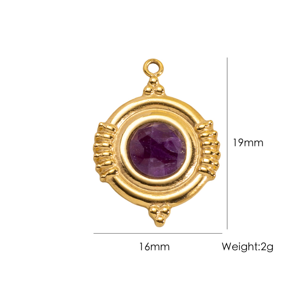 1 Piece Natural Stone Series DIY Star Circle Stainless Steel  Women's Pendants