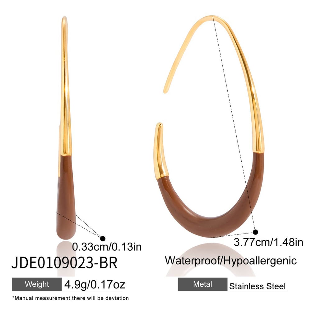 1 Pair Classic Mixed Color Oval Stainless Steel Women's Hoop Earrings Picture2