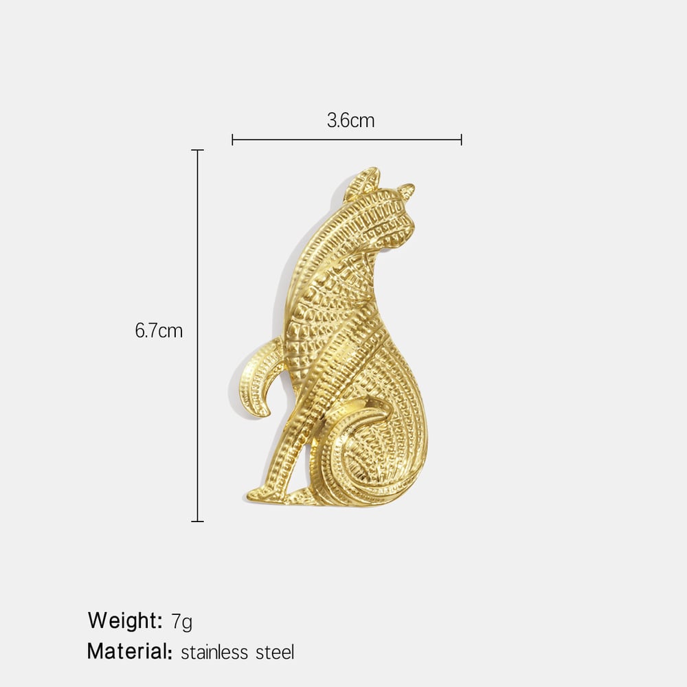 Broche en acier inoxydable doré en forme de chat (1 pièce) h5Image2
