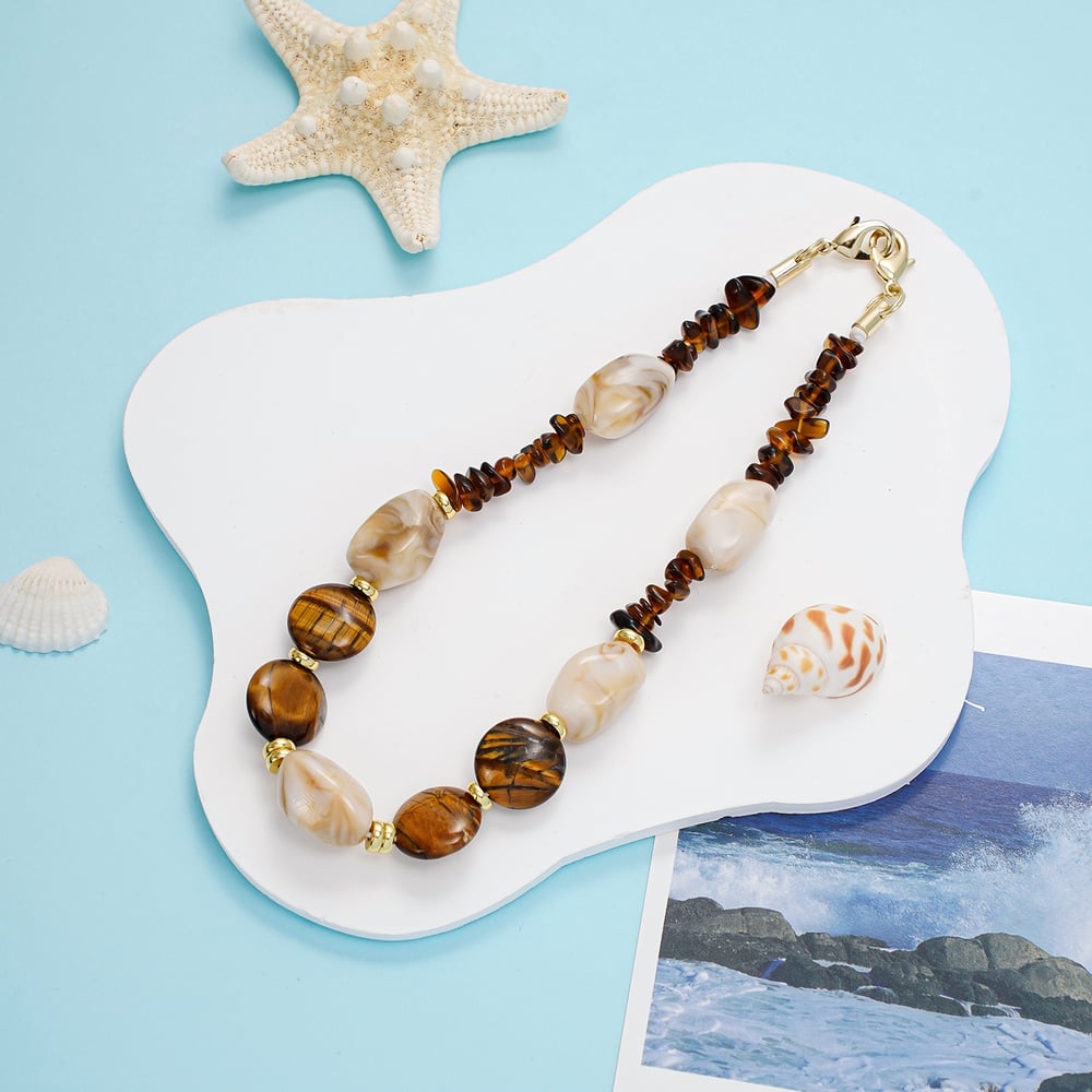 1 Piece Classic Irregular Shape Natural Stones Acrylic Phone Chain h5Picture3