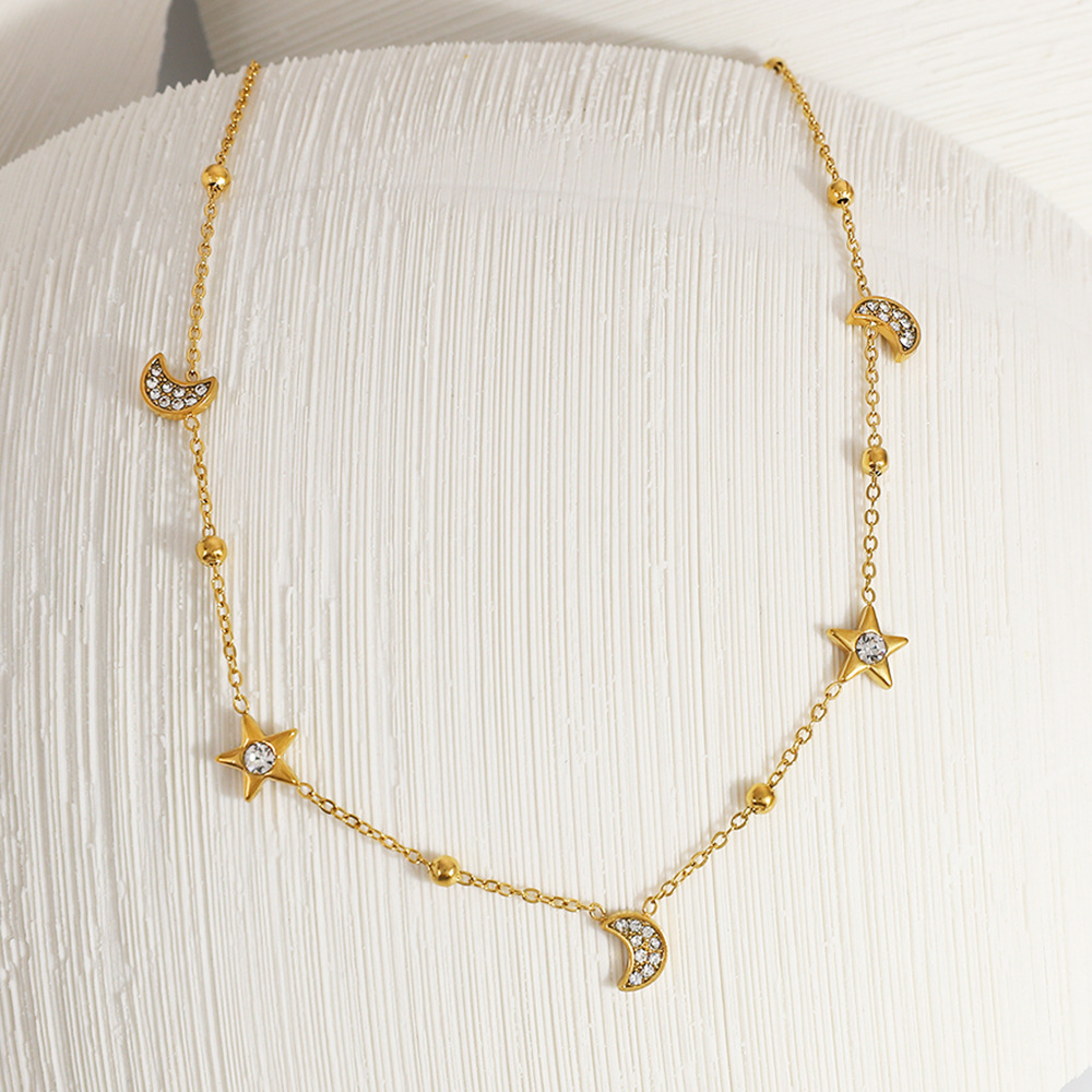 1 Piece Simple Devil's Eye Star Moon Stainless Steel Women's Chain Necklaces Picture3