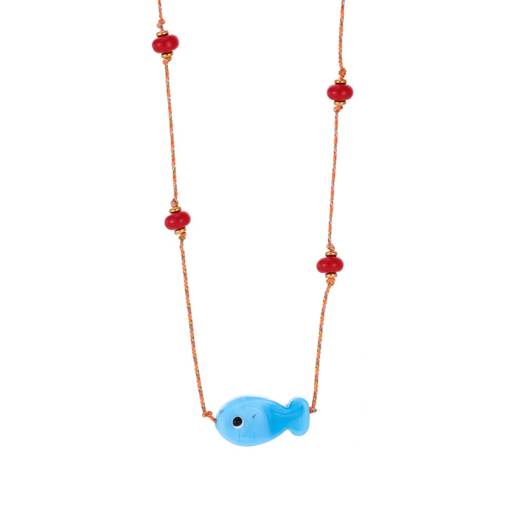 1 collar con colgante de acero inoxidable y cristal con forma de pez para mujer. Imagen5