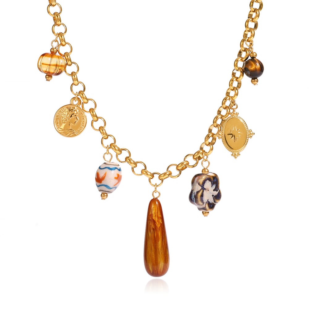 1 Piece Designable Droplet Stainless Steel Gold Color Acrylic Women's Pendant Necklaces 