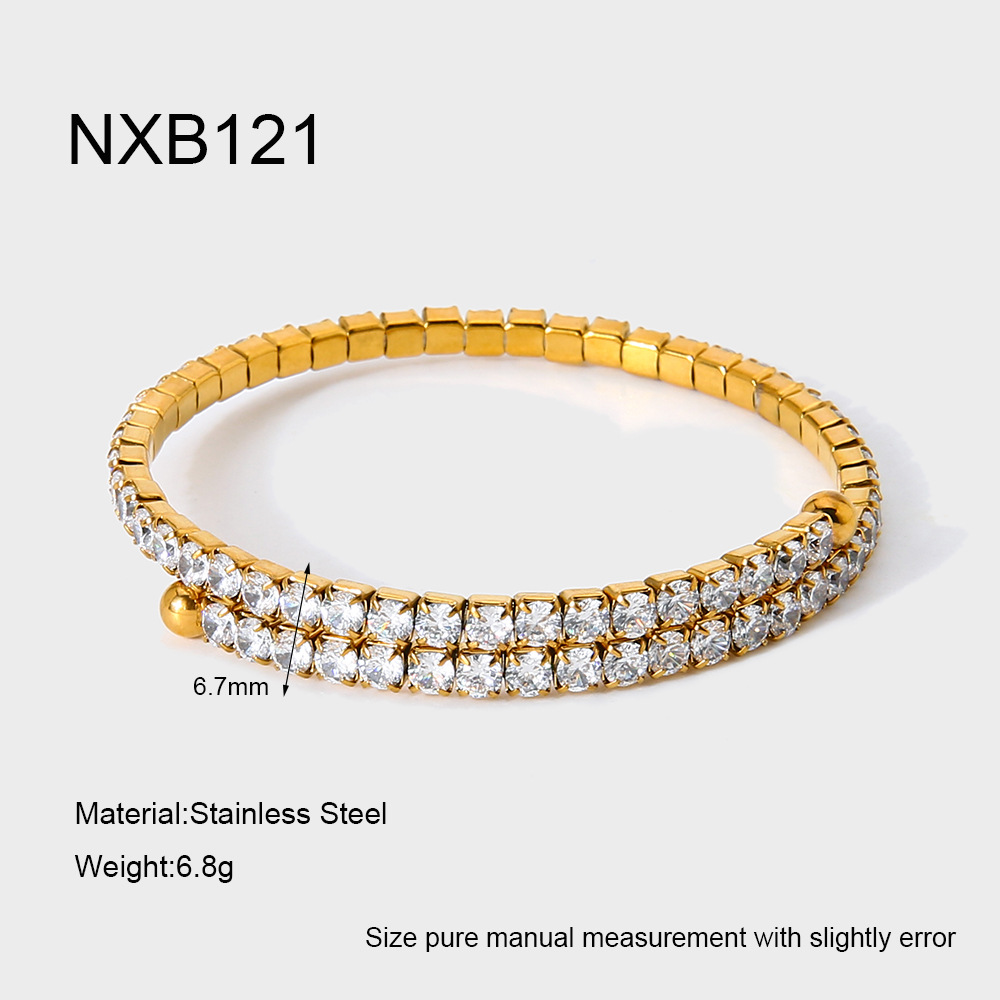 1 Stück luxuriöses Armband aus Edelstahl in Goldfarbe mit Zirkonia 