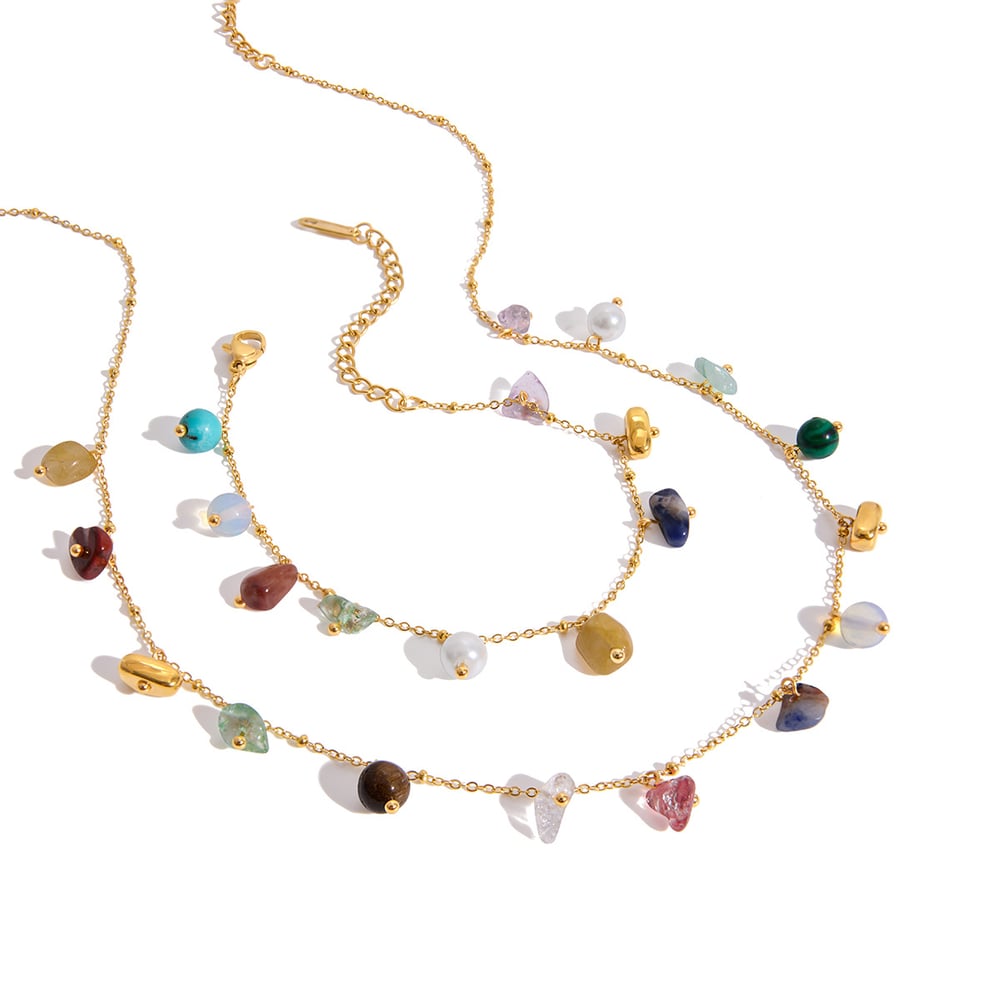 Classic Irregular Shape Natural Stone Stainless Steel Women's Jewelry Sets h5Picture5