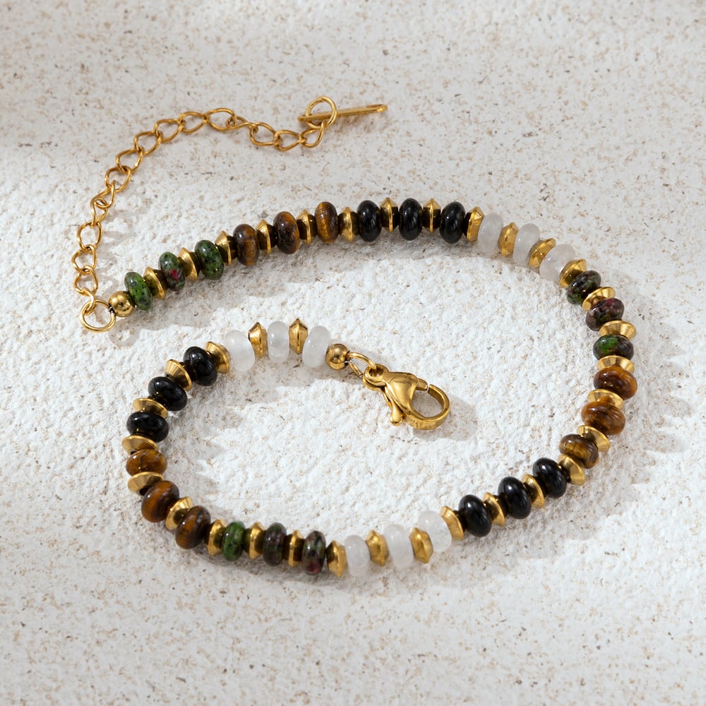 Halsketten-Set mit Anhänger aus Natursteinperlen und Edelstahl h5Bild4