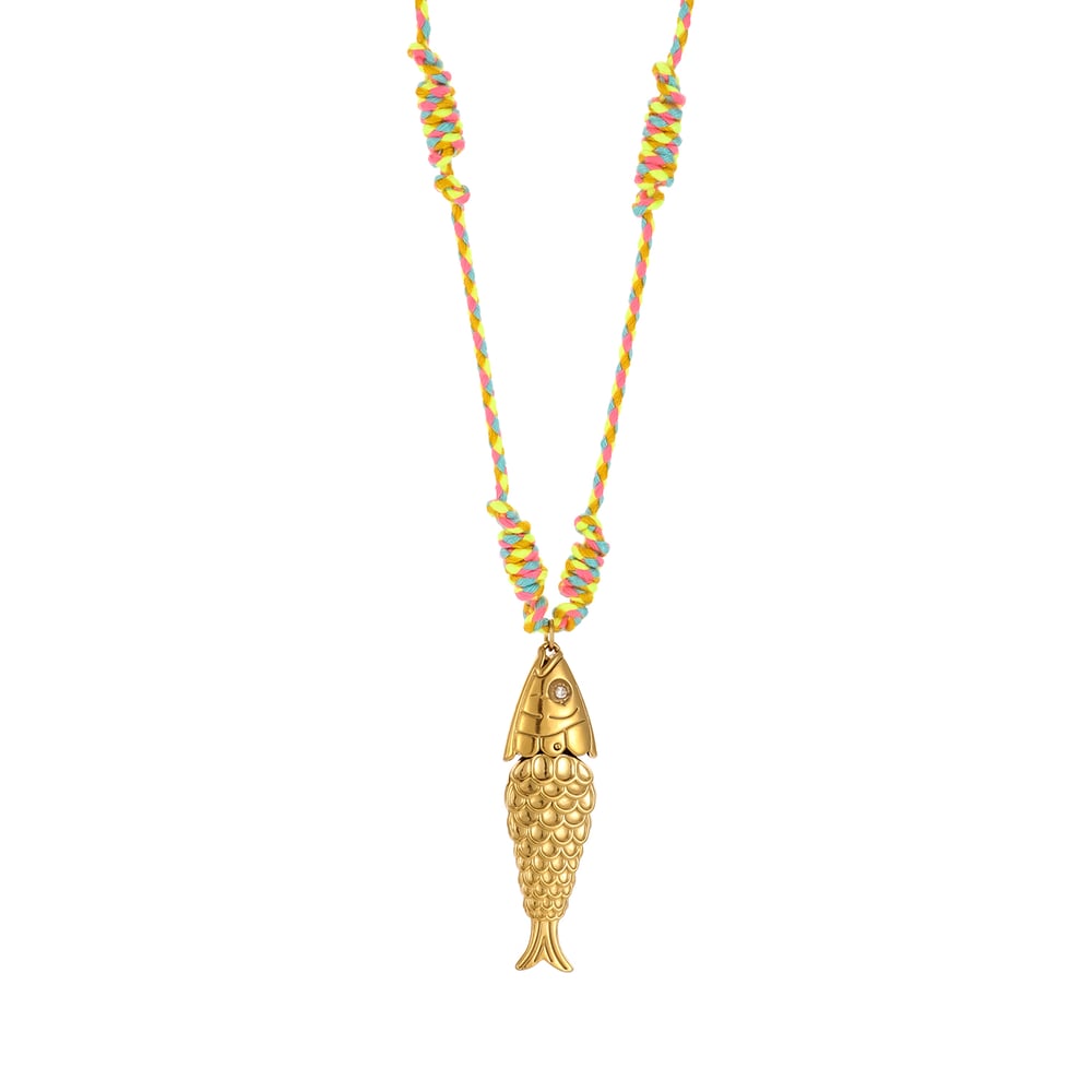 Collar con colgante de concha de mar de vacaciones de acero inoxidable color dorado para mujer, 1 pieza Imagen2