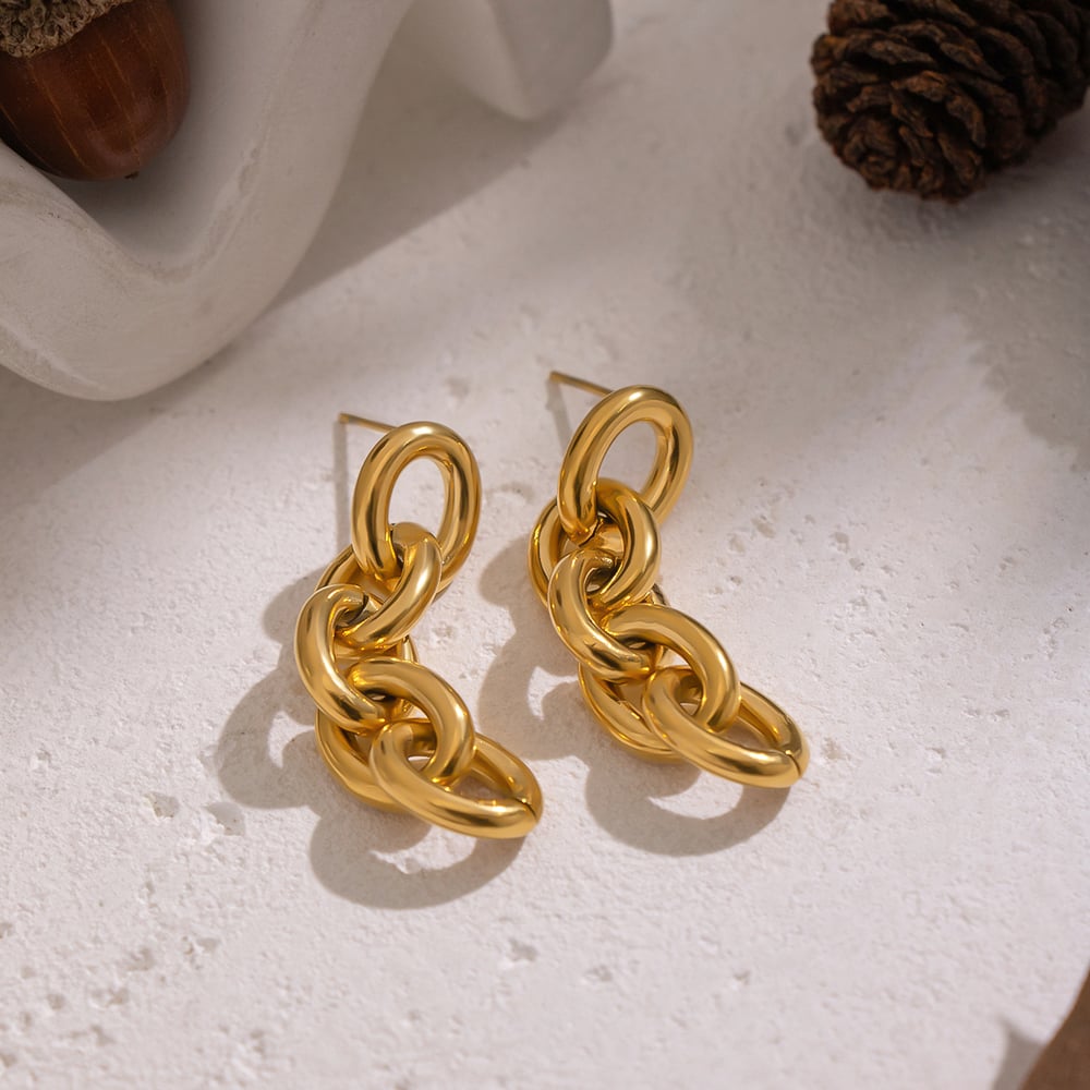 Boucles d&#39;oreilles pendantes en acier inoxydable (1 paire) Image2