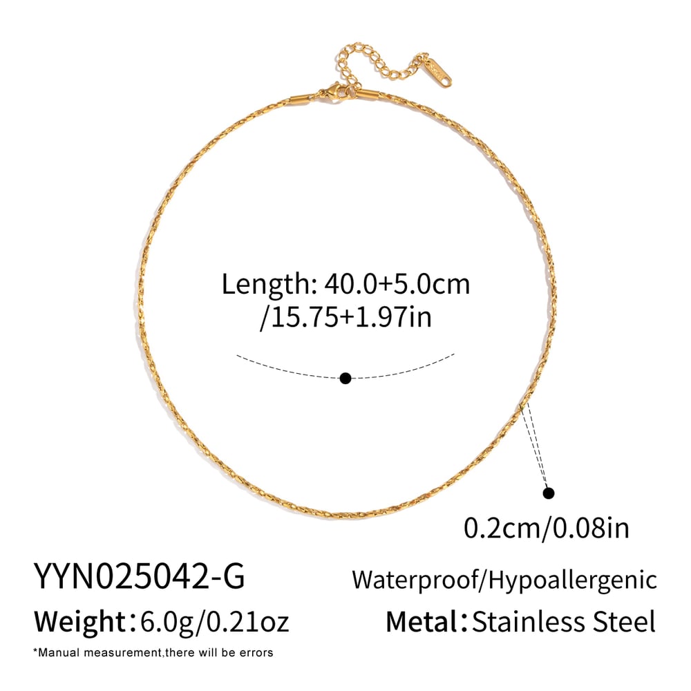 1 Piece Simple Chain Stainless Steel Gold Color Chain Necklace