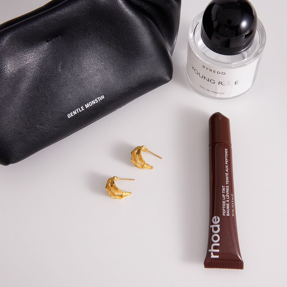 1 Pair Irregular Hammer Pattern Stainless Steel Gold Color Women's Hoop Earrings h5Picture5