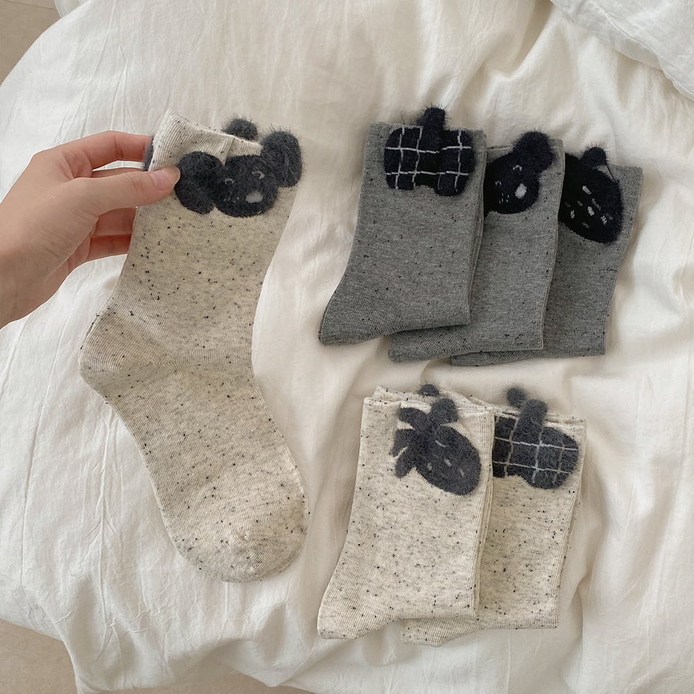 1 Pair Cute Cartoon Animal  Themed Pure Cotton Women's  Mid-Calf Socks h5Picture2