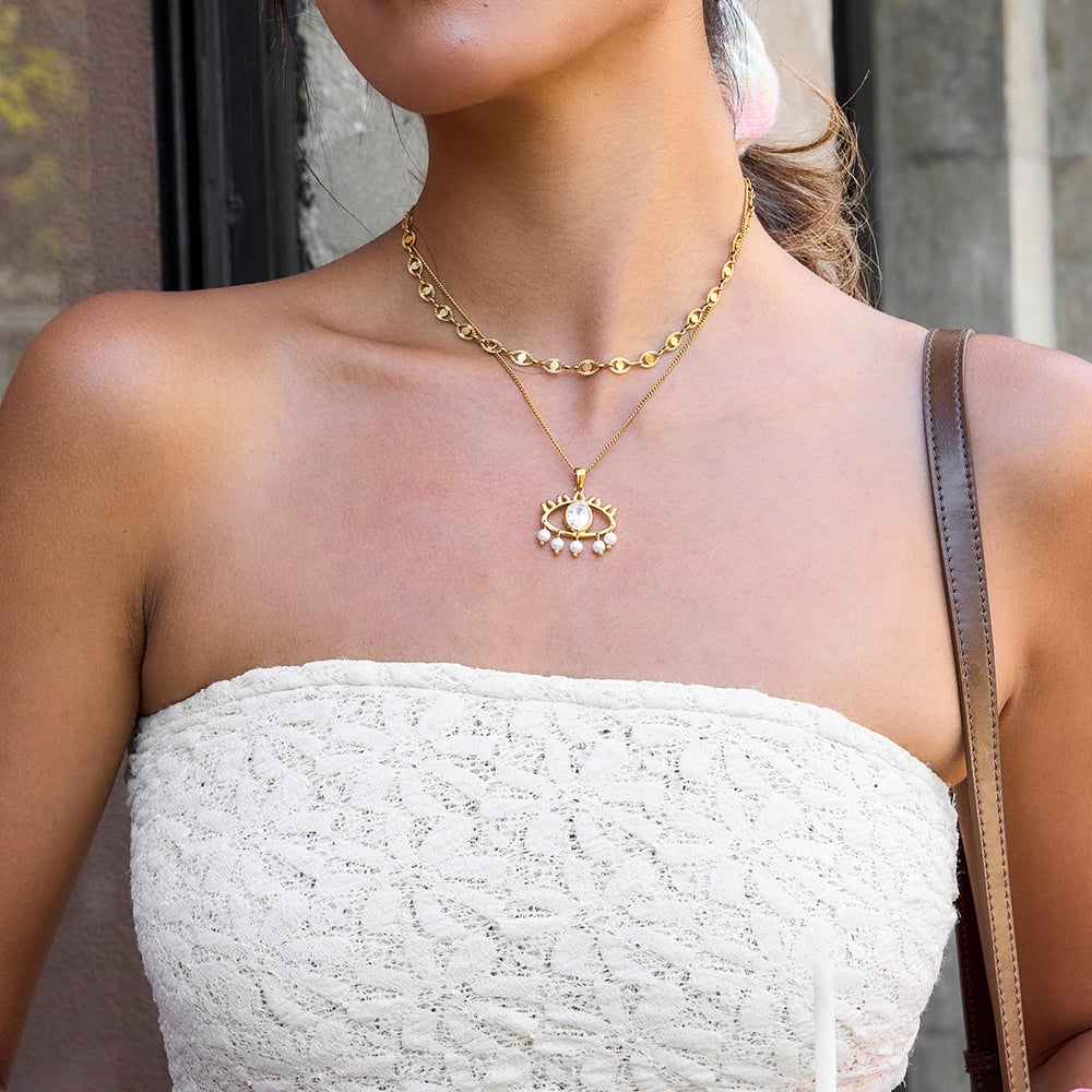 1 Piece Ornate Devil's Eye Stainless Steel Gold Color Women's Pendant Necklaces Picture4