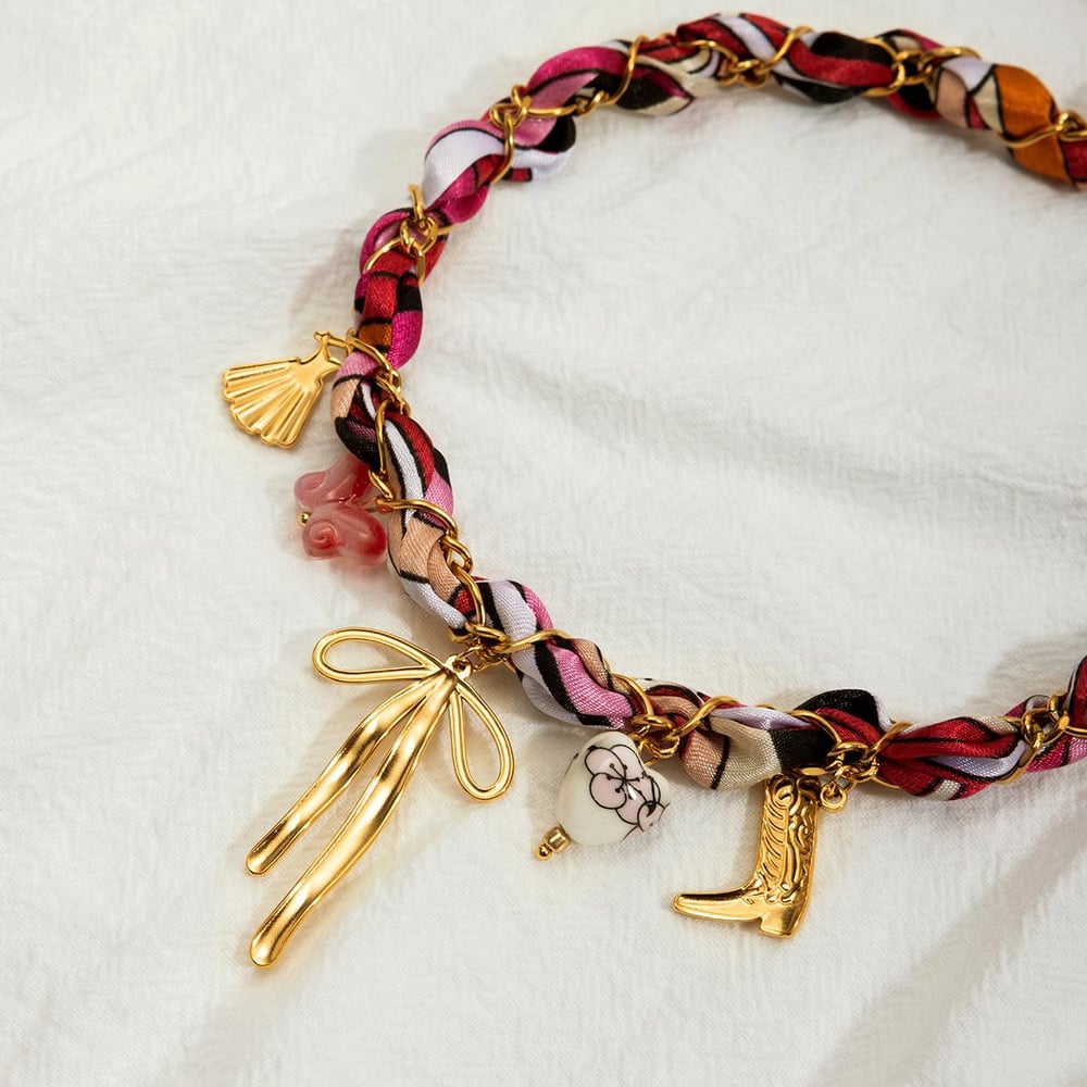 1 Piece Luxurious Bow Knot Stainless Steel Gold Color Women's Pendant Necklaces h5Picture3