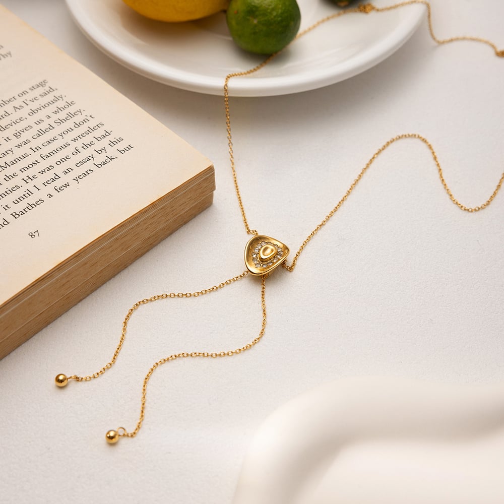 1 Piece Classic Stetson Shape Stainless Steel Gold Color Women's Long Necklaces Picture3