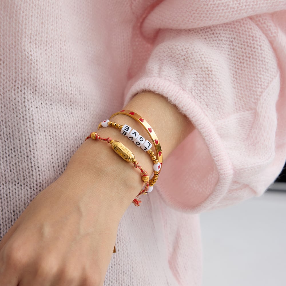 1 Piece Romantic Red Heart Stainless Steel Gold Color Women's Cuff Bracelets Picture5