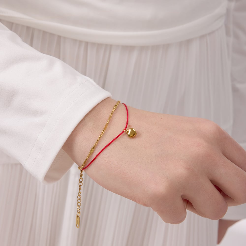 1 Piece Romantic Heart Stainless Steel Gold Color Women's Charm Bracelets Picture4