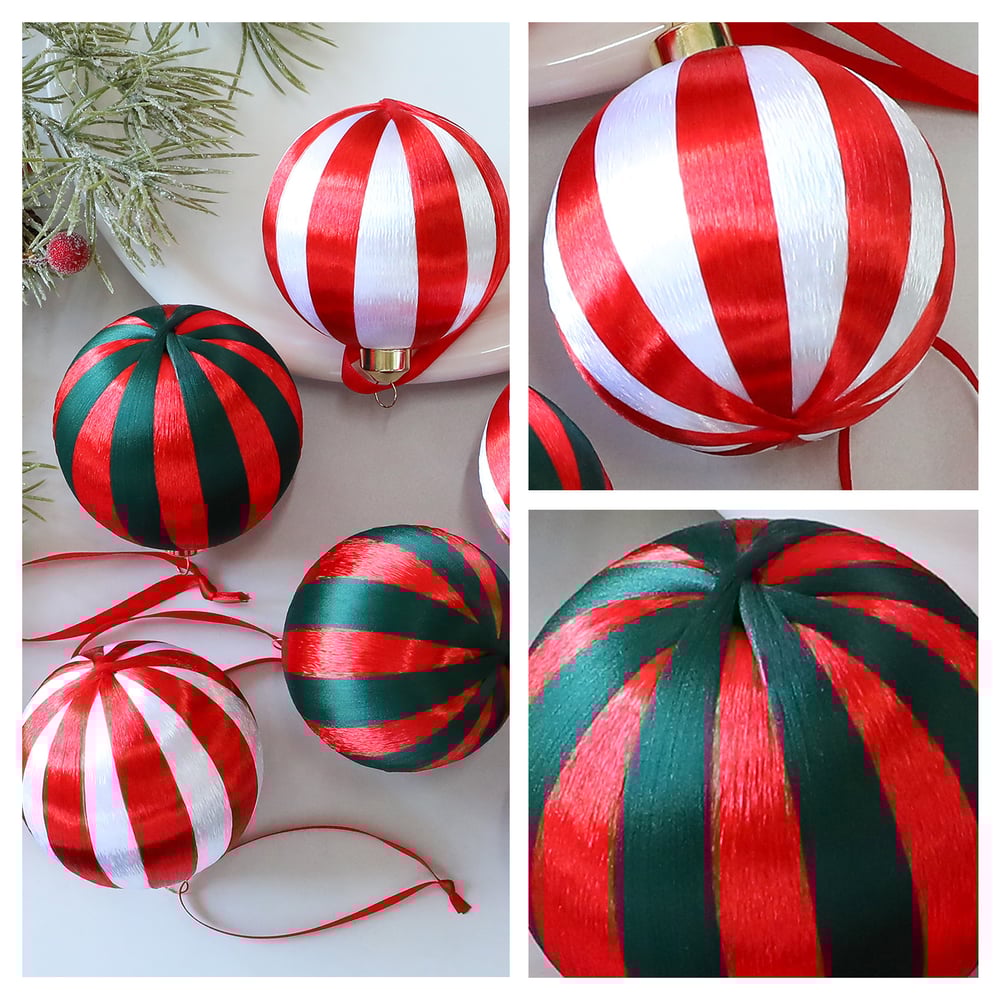 1 Set Christmas Stripe Ball Polyester Party Supplies(1 set=6 pieces) Picture4
