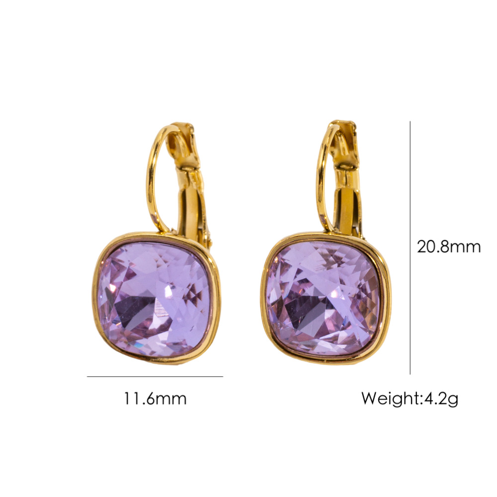 1 Pair Luxurious  Elegant Rectangle Stainless Steel Zircon Women's Drop Earrings