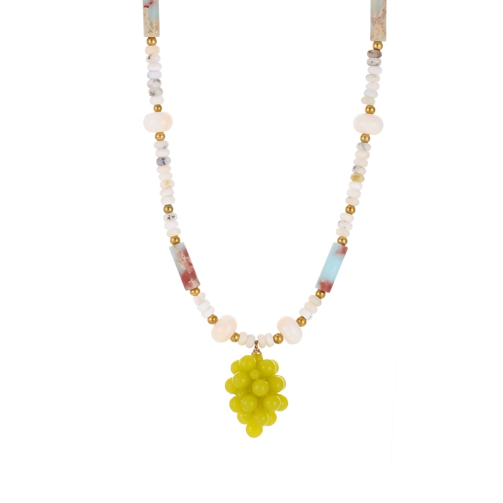 Collar de cuentas para mujer con piedras naturales brillantes de 1 pieza Imagen5