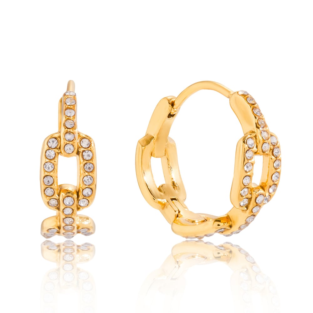 1 Pair Daily Rectangle Stainless Steel Gold Color Zircon Women's Hoop Earrings