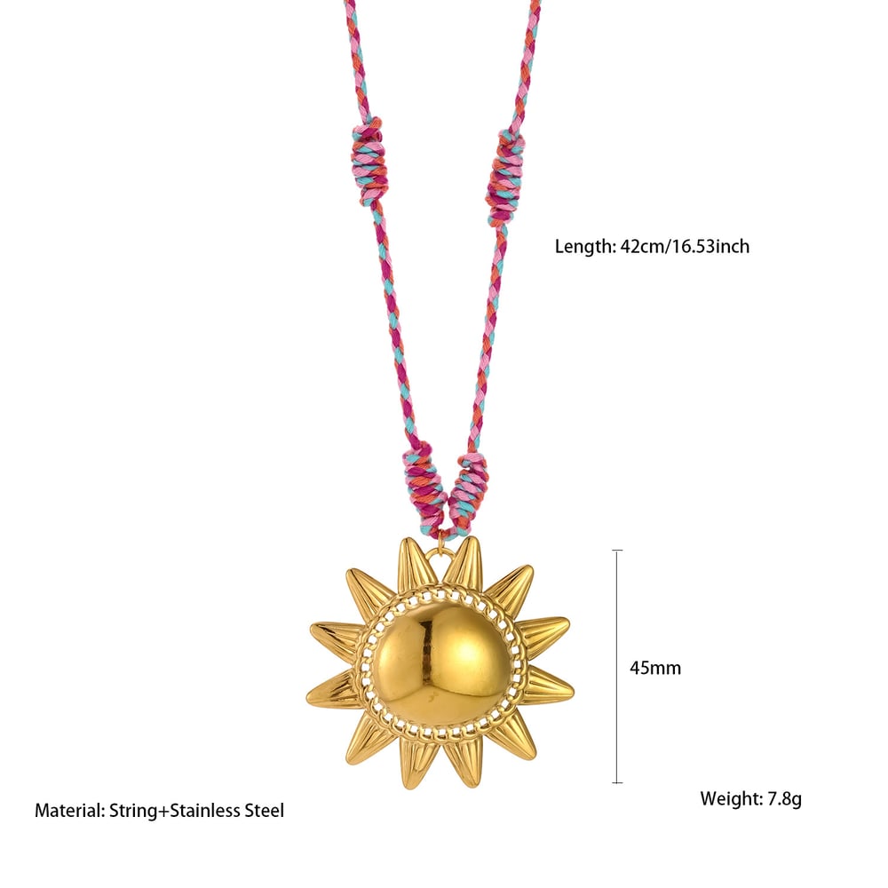 1 collar colgante de acero inoxidable con diseño de sol delicado para mujer h5Imagen2