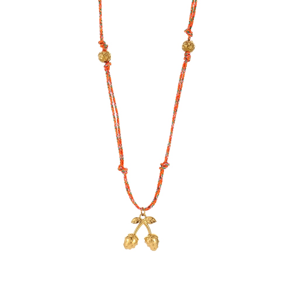 1 collar con colgante de acero inoxidable dorado con forma de fruta colorida para mujer Imagen7