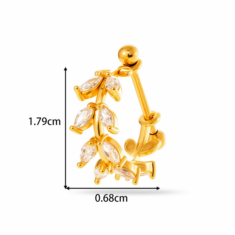 1 Piece Simple Crown Copper Gold Color Zircon Women's Piercing Earrings Picture2