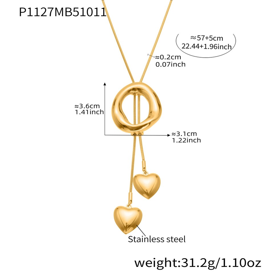 1 Piece Minimalist Circle Stainless Steel Gold Color Women's Pendant Necklaces h5Picture2