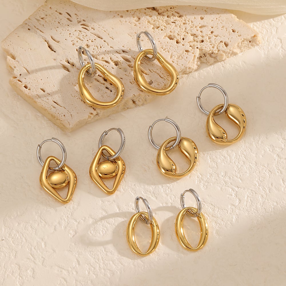 1 Pair Irregular Shape Stainless Steel Mixed Color Drop Earrings Picture3