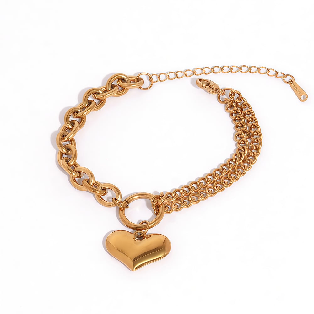 1 Stück einfache Retro Herz Mond Edelstahl Gold Farbe Damen Schmuck Sets