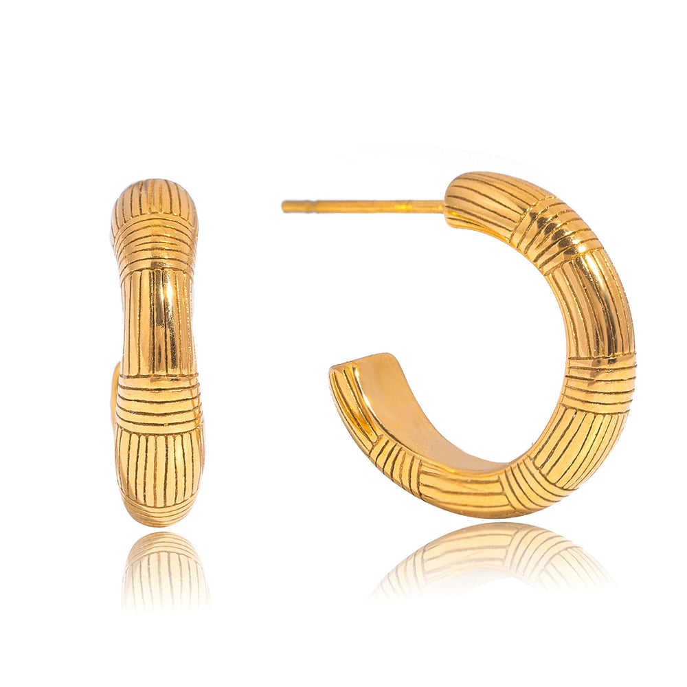 1 Pair Daily Circle Stainless Steel Gold Color Women's Hoop Earrings