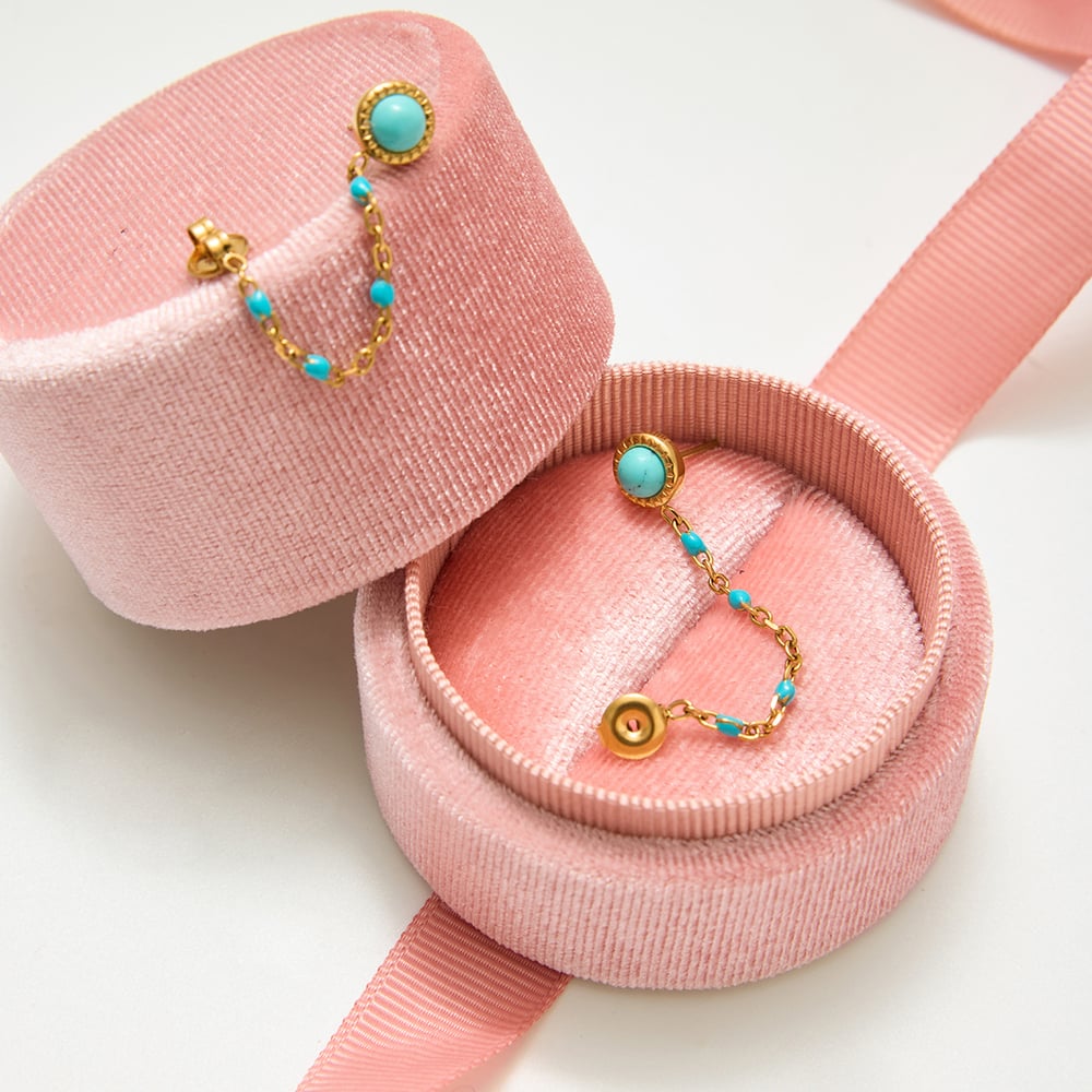 1 Pair Classic Calaite Chain Stainless Steel Gold Color Women's Stud Earrings Picture3