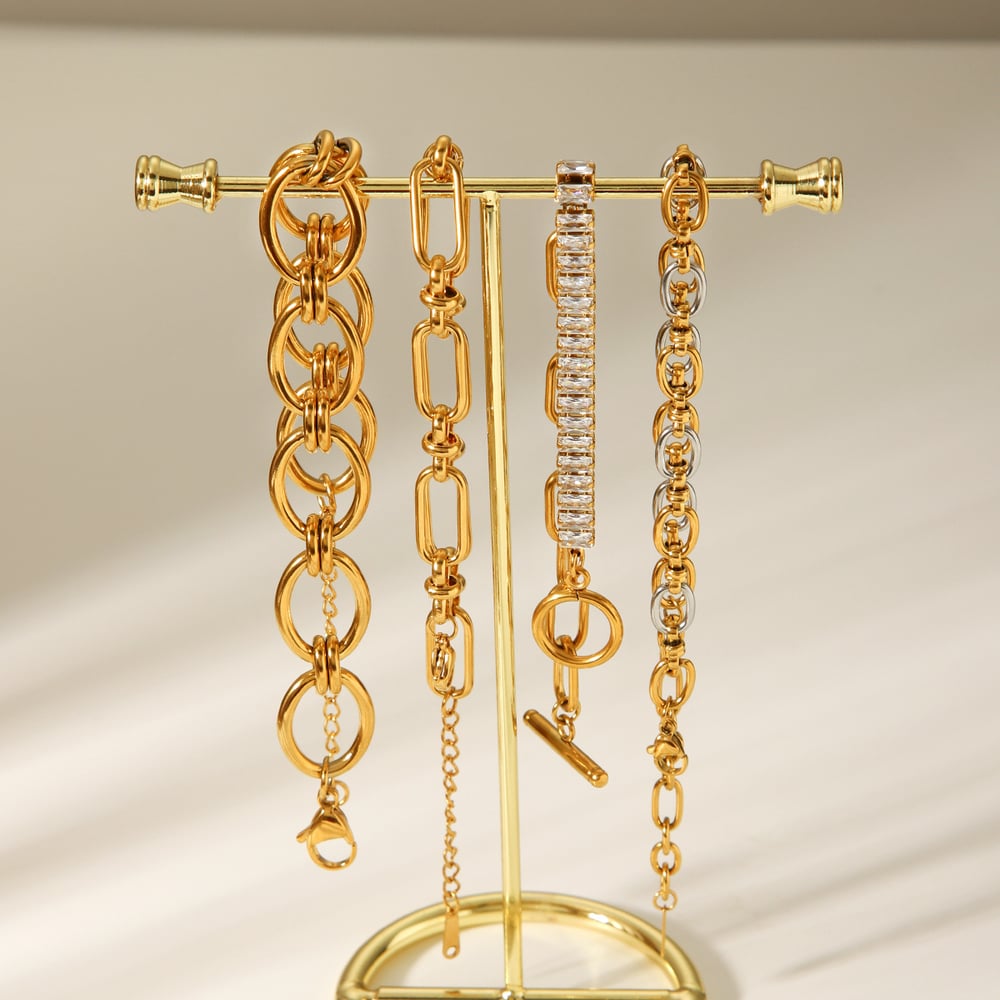 1 Piece Classic Stainless Steel Gold Color Chain Bracelet Picture4