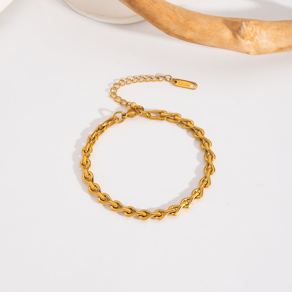 Ensemble de bijoux simple en acier inoxydable couleur or h5Image4