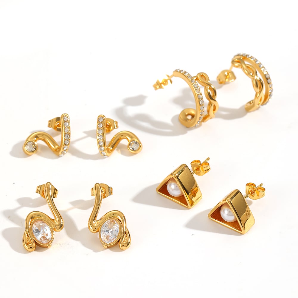 1 Pair Irregular Shape Stainless Steel Gold Color Stud Earrings Picture3