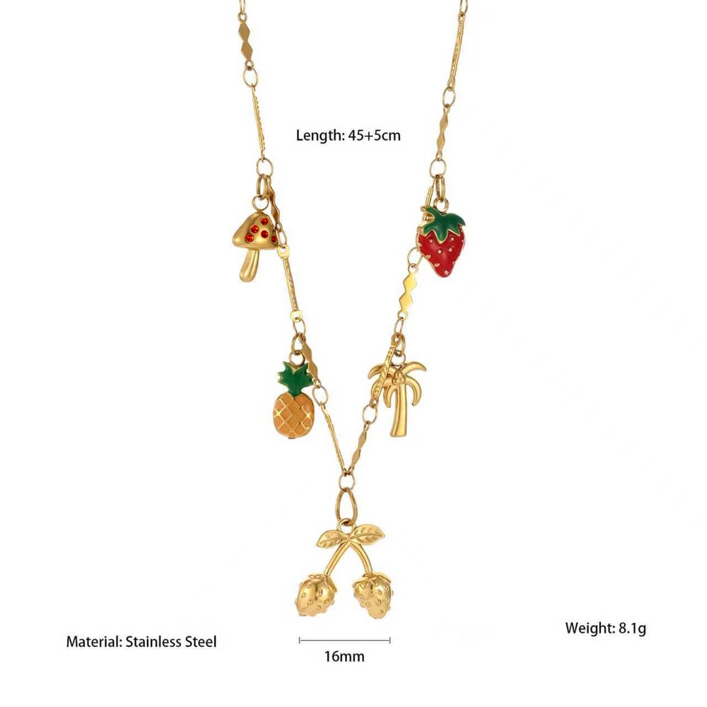 Collar con colgante de acero inoxidable con frutas vívidas para mujer (1 pieza) 