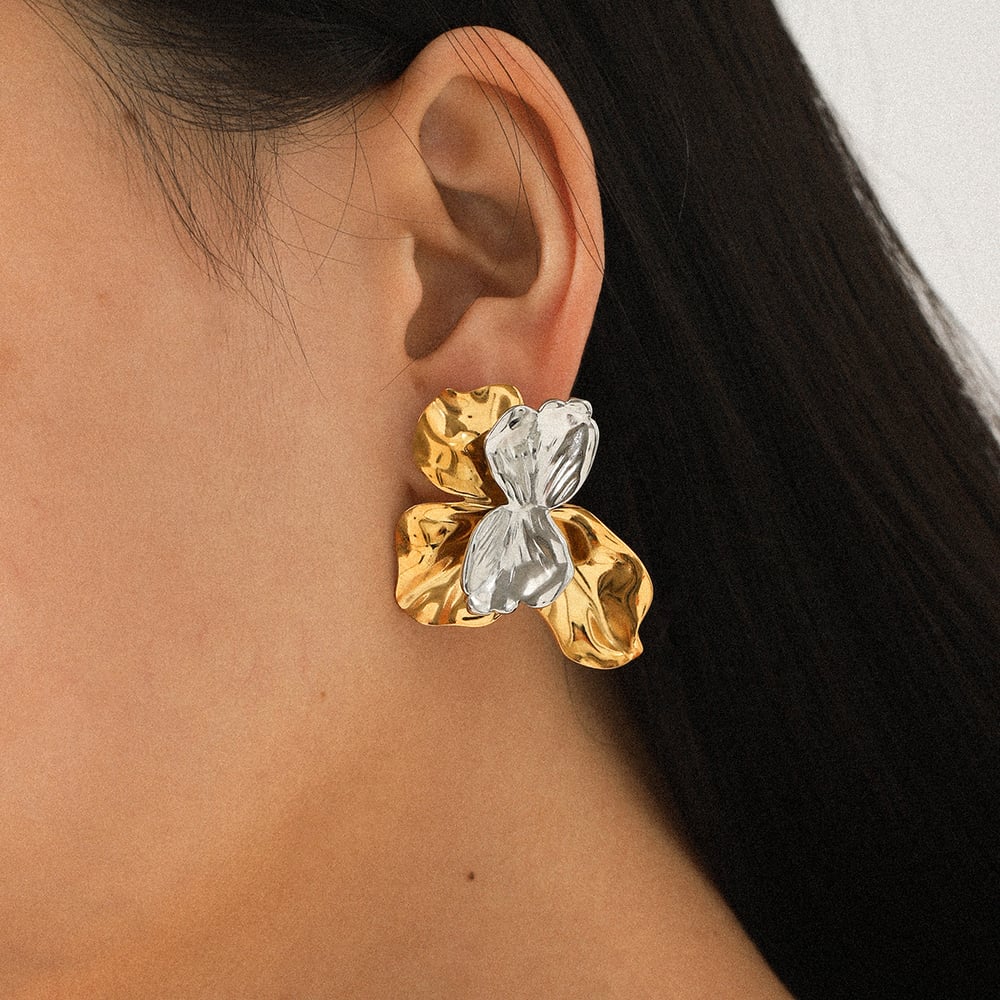 1 Pair Flower Heart Stainless Steel Mixed Color Stud Earrings Picture5