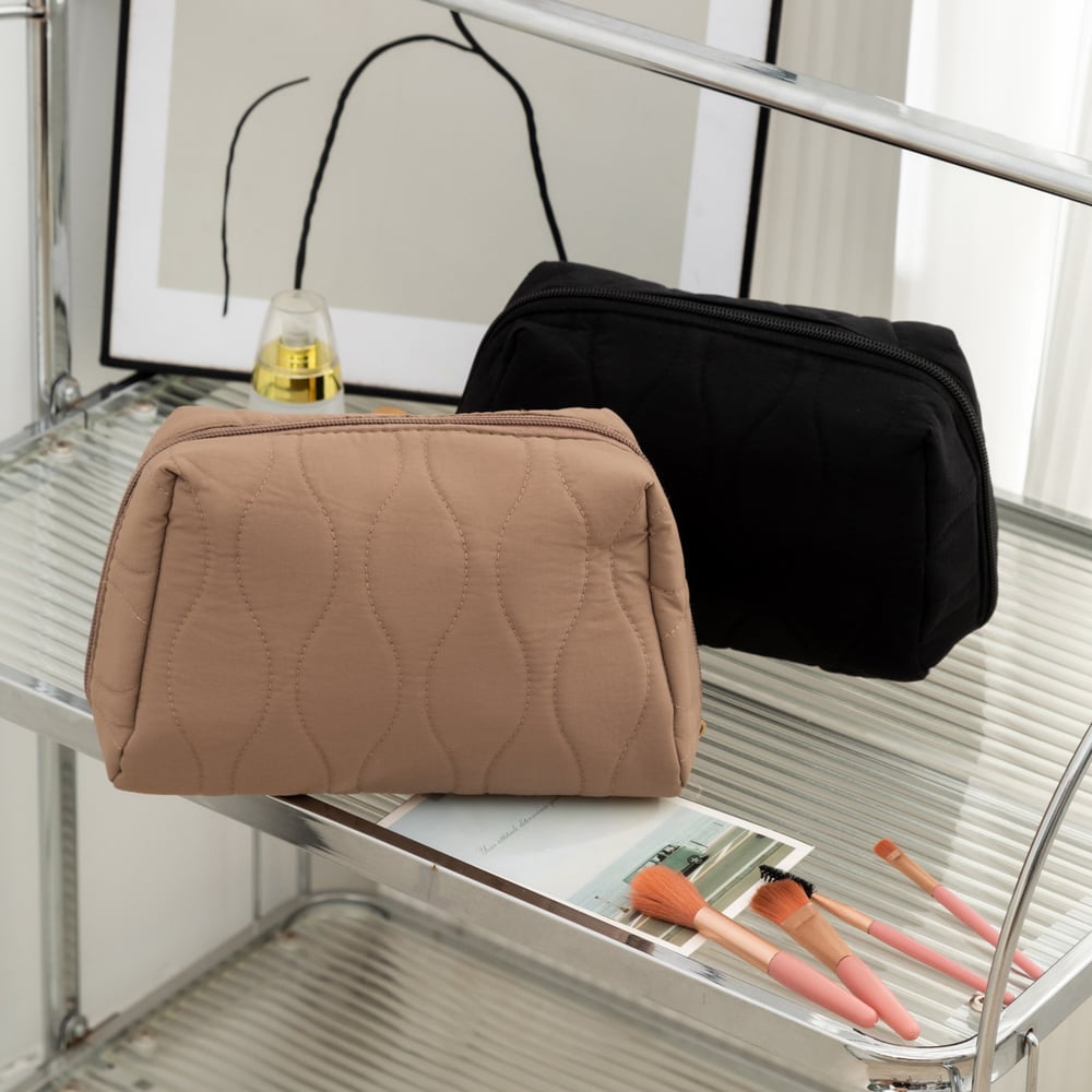 1 Stück einfarbige Make-up-Tasche aus Baumwolle h5Bild2