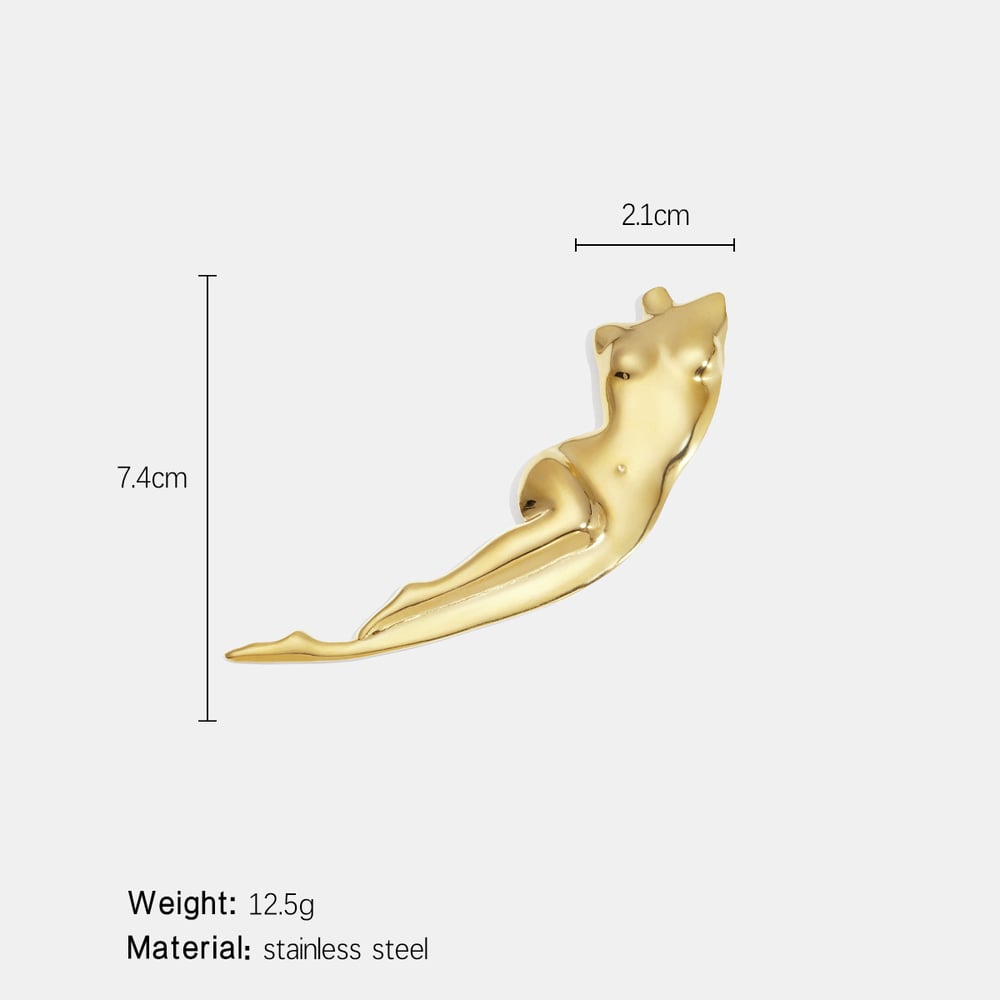 Broche en acier inoxydable doré, sculpture de corps humain (1 pièce) Image2