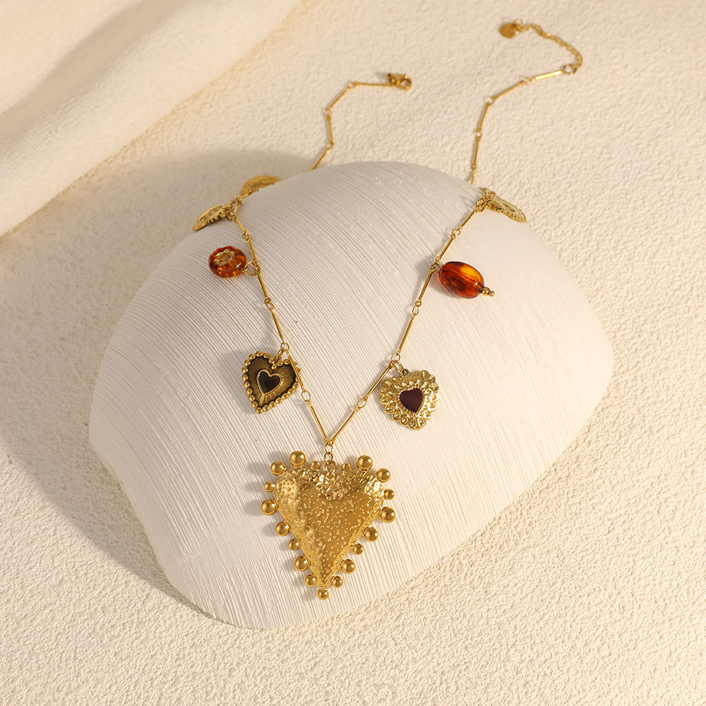 1 Piece  Flower Heart Stainless Steel Women's Pendant Necklaces Picture4